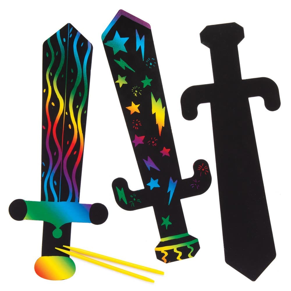 Scratch Art Swords (Pack of 6) Craft Kits For Kids