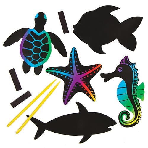 Sealife Scratch Art Magnets (Pack of 12) Art Craft Kits