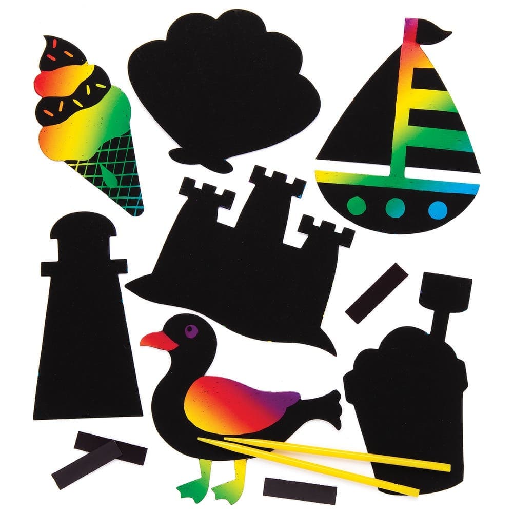 Seaside Scratch Art Magnets (Pack of 10) Art Craft Kits