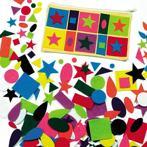 Self-Adhesive Felt Shapes (Pack of 195) Craft Embellishments Assorted colours
