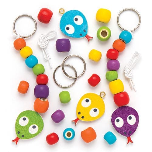 Snake Wooden Keyring & Bag Dangler Kits (Pack of 4) Craft Kits For Kids