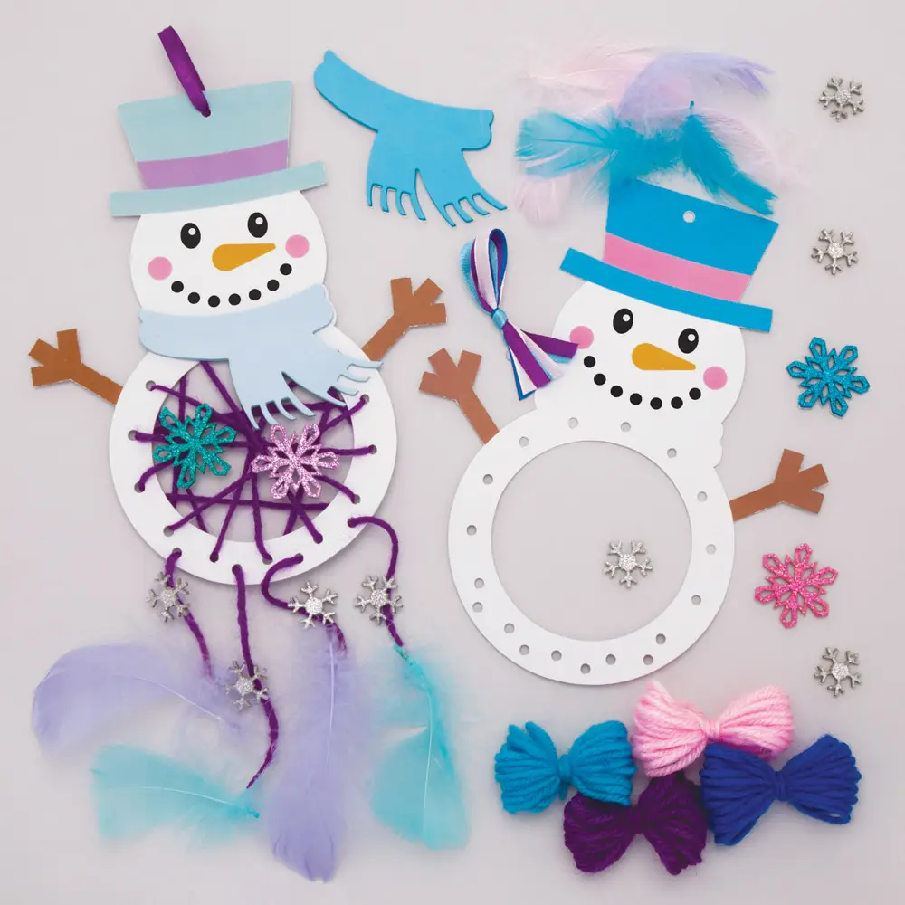 Snowman Dreamcatcher Decoration Kits (Pack of 4) Christmas Crafts