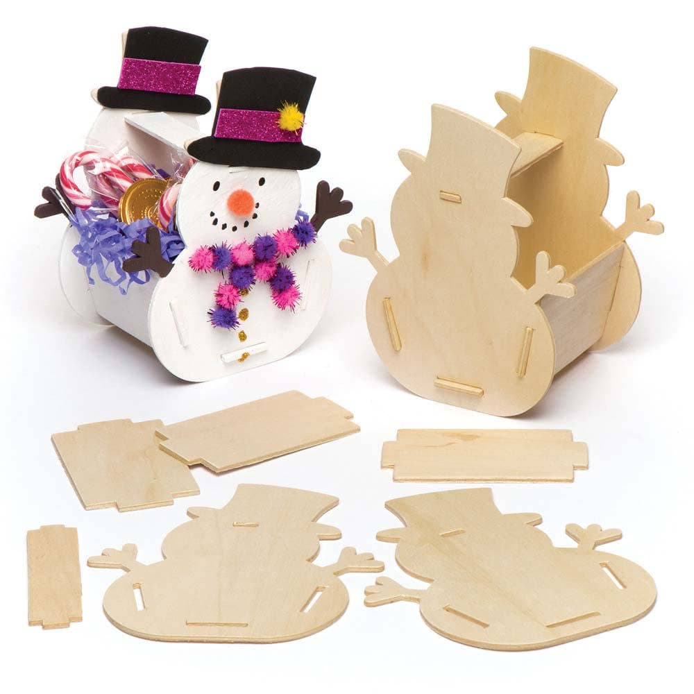 Snowman Wooden Basket Kits (Pack of 4) Christmas Crafts
