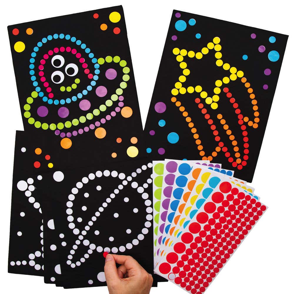 Solar System Dotty Sticker Art (Pack of 8) 8 Sticker Colours & Designs, Sheet Size 21cm x 28cm, Space Arts & Crafts