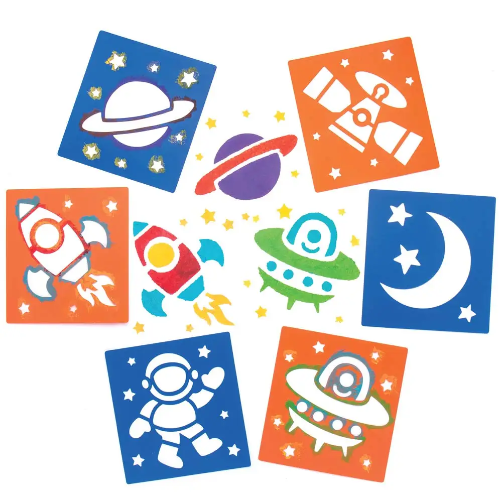 Solar System Stencils (Pack of 6) Art Supplies, Art Materials Stencil colours - Orange & Blue