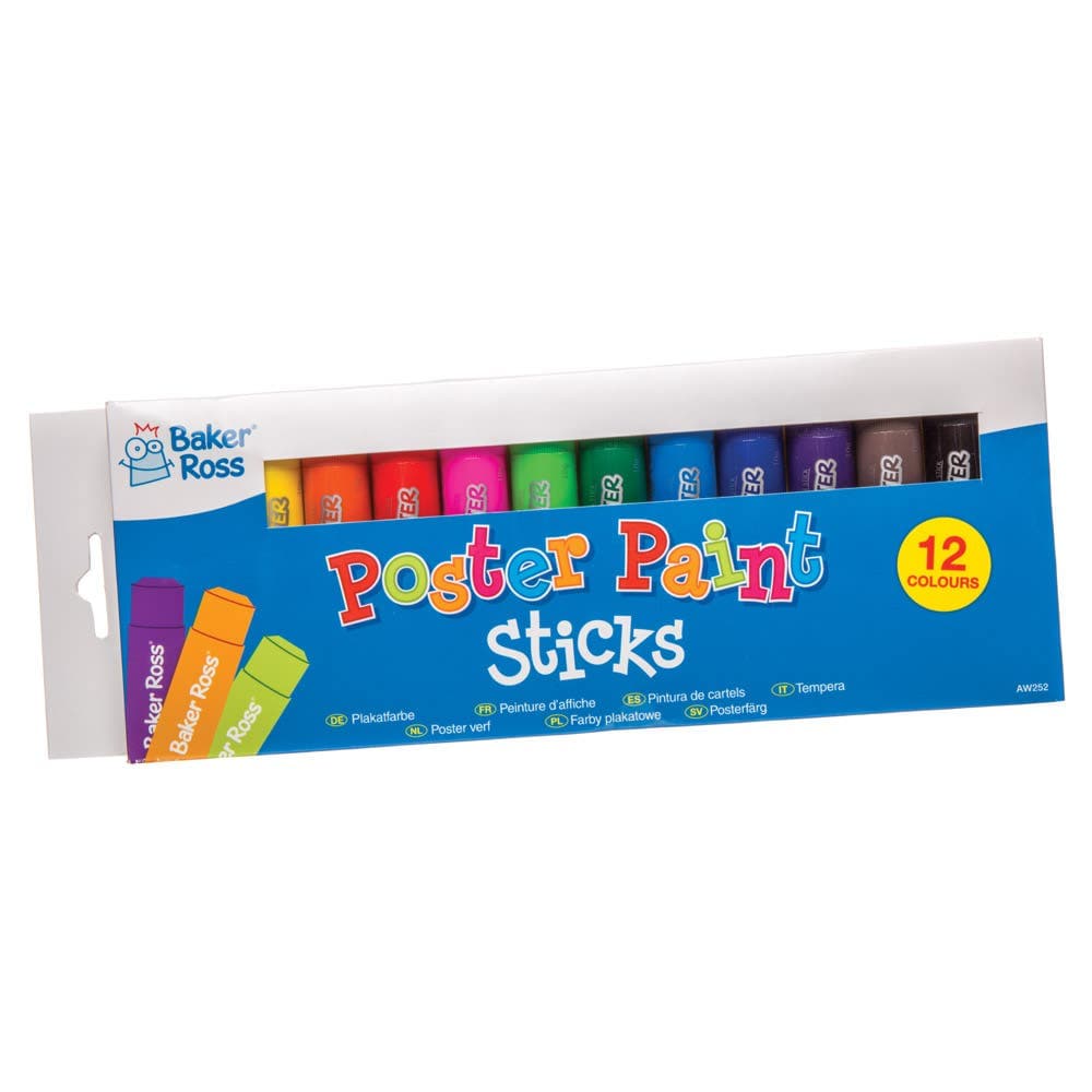 Solid Multi-Purpose Paint Sticks (Pack of 12) Art Supplies, Art Materials 12 assorted colours