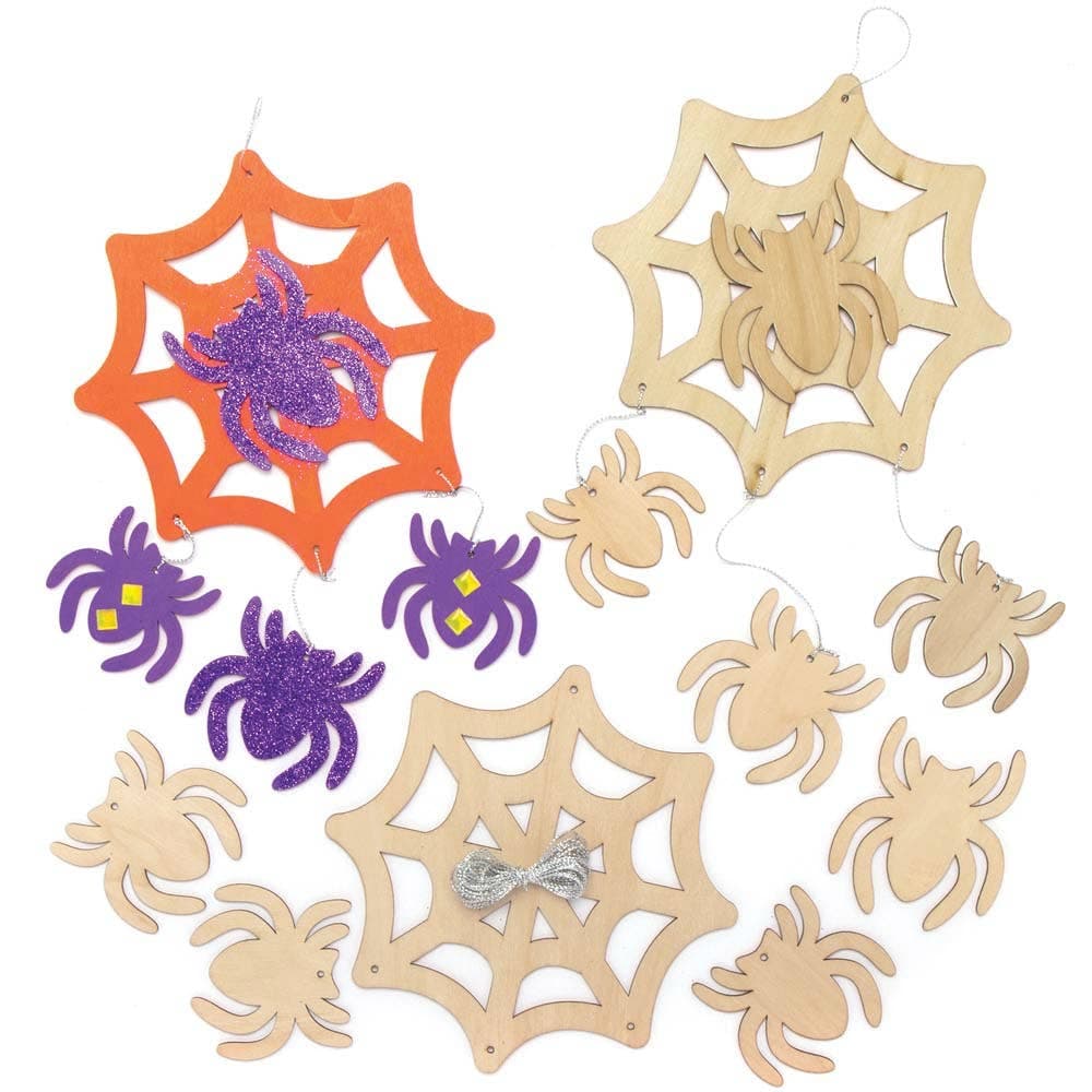 Spider Web Wooden Decoration Kits (Pack of 3) Halloween Crafts