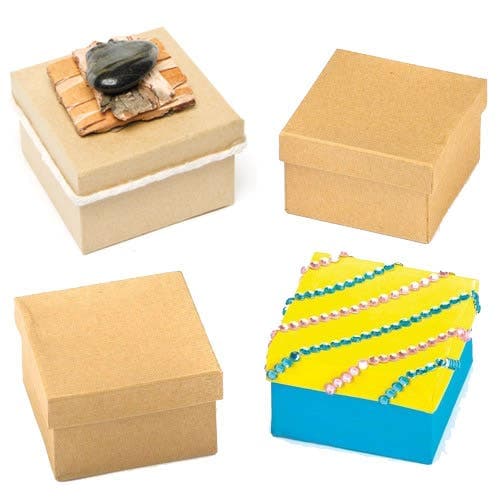 Square Craft Boxes (Pack of 6) Craft Storage, Decorate Your Own, Box Size 75mm x 75mm