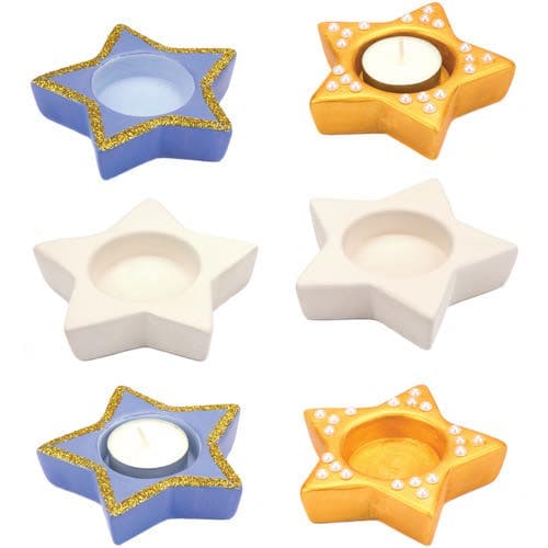 Star Ceramic Tealight Holders (Pack of 4) Christmas Crafts