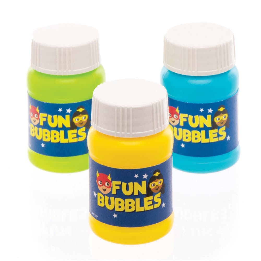 Star Hero Blow Bubbles (Pack of 8) Party Bag Fillers, 4 Assorted Colours - Purple, Yellow, Green & Blue