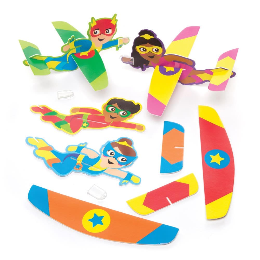 Star Hero Gliders (Pack of 8) Quick To Assemble, 4 Assorted Designs