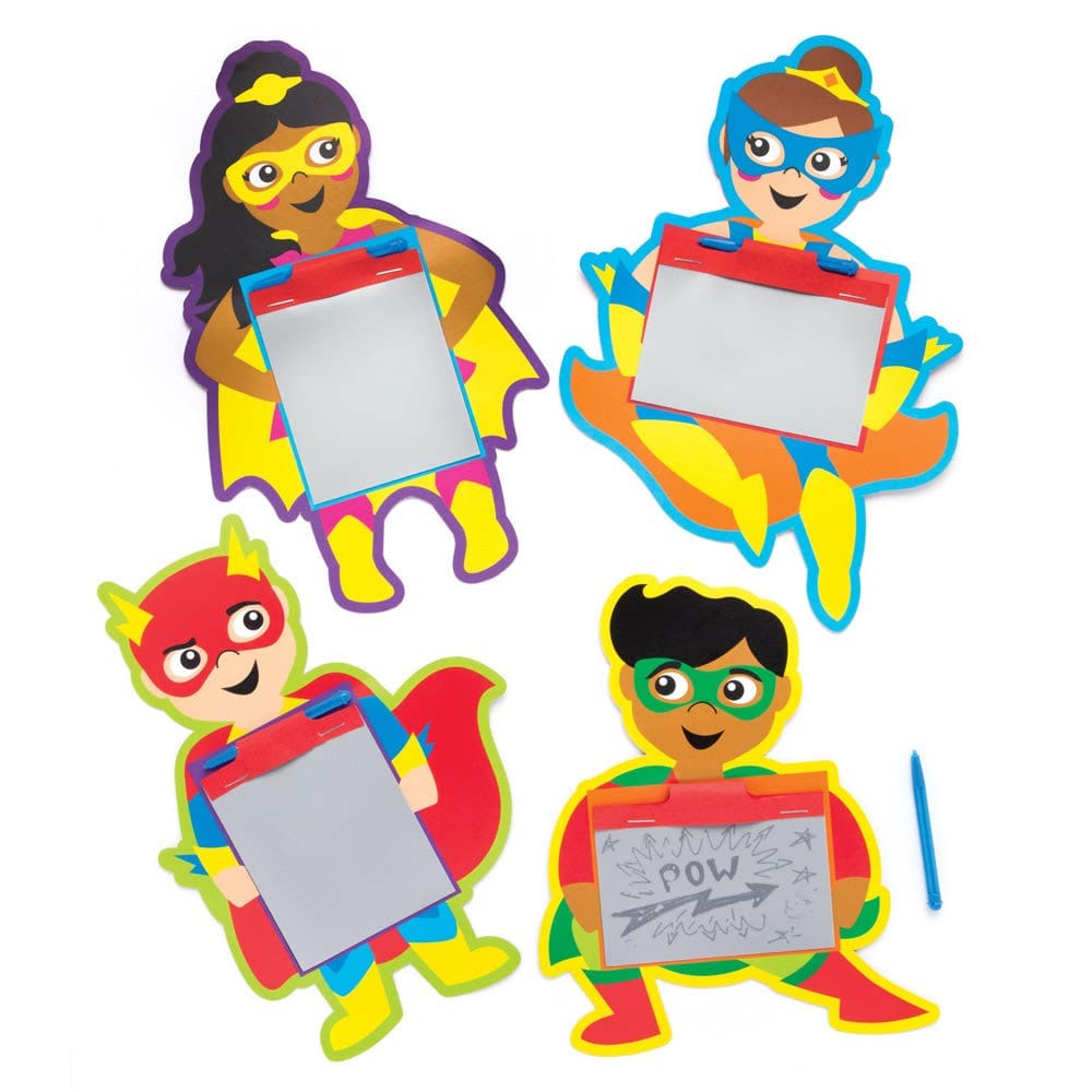 Star Superhero Magic Slates (Pack of 8) Creative Play Toys 4 assorted colours - Green, Purple, Blue & Yellow