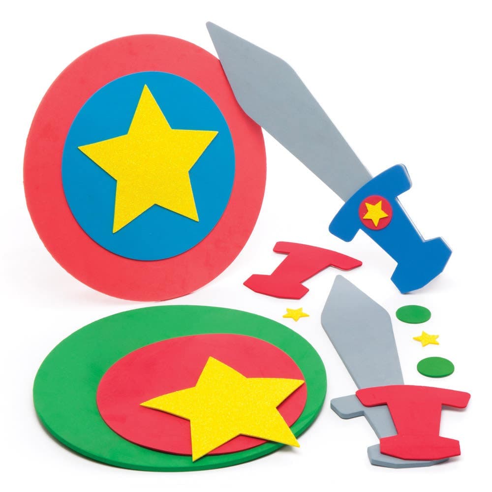 Star Superhero Sword & Shield Kits (Pack of 2) Creative Play Toys 2 colourways - Red/Blue & Red/Green