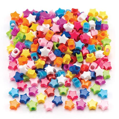 Star Pony Beads (Pack of 400) Craft Embellishments Assorted colours - Green, Purple, Yellow, Blue, Pink, Orange, White & Red