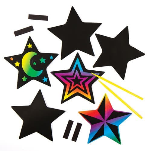 Star Scratch Art Magnets (Pack of 10) Art Craft Kits