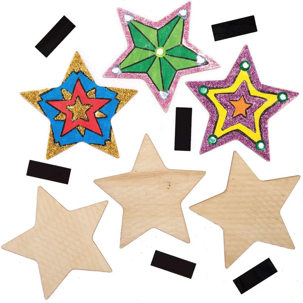 Star Wooden Magnets (Pack of 12) Craft Supplies