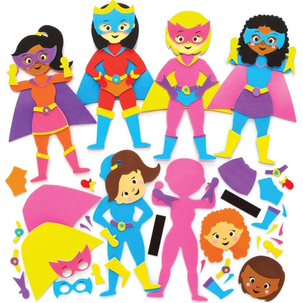 Super Mum Mix & Match Magnet Kits (Pack of 8) Art Craft Kits 4 assorted colours - Pink, Orange, Blue & Red