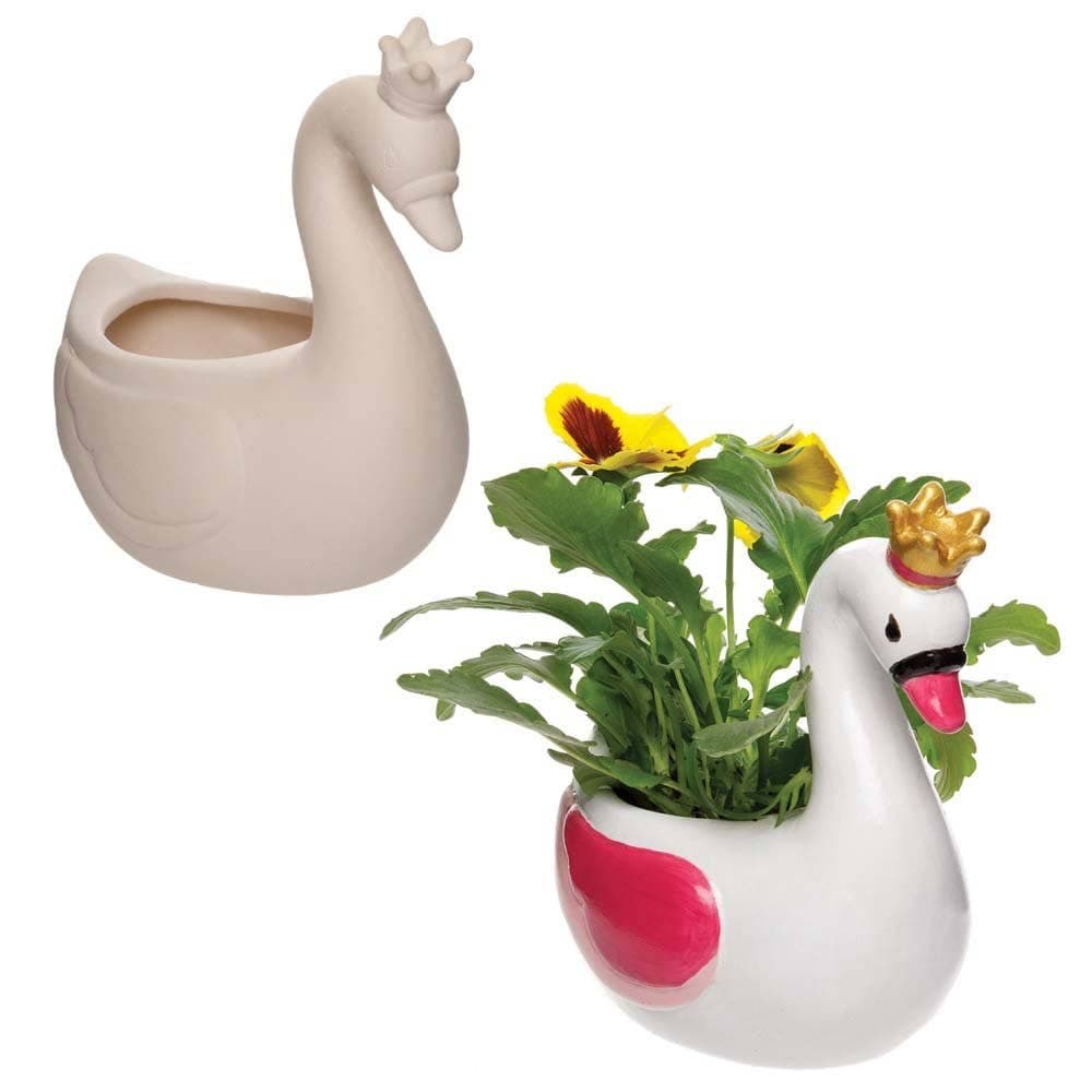 Swan Princess Ceramic Flowerpots (Box of 2) Nature Craft Kits