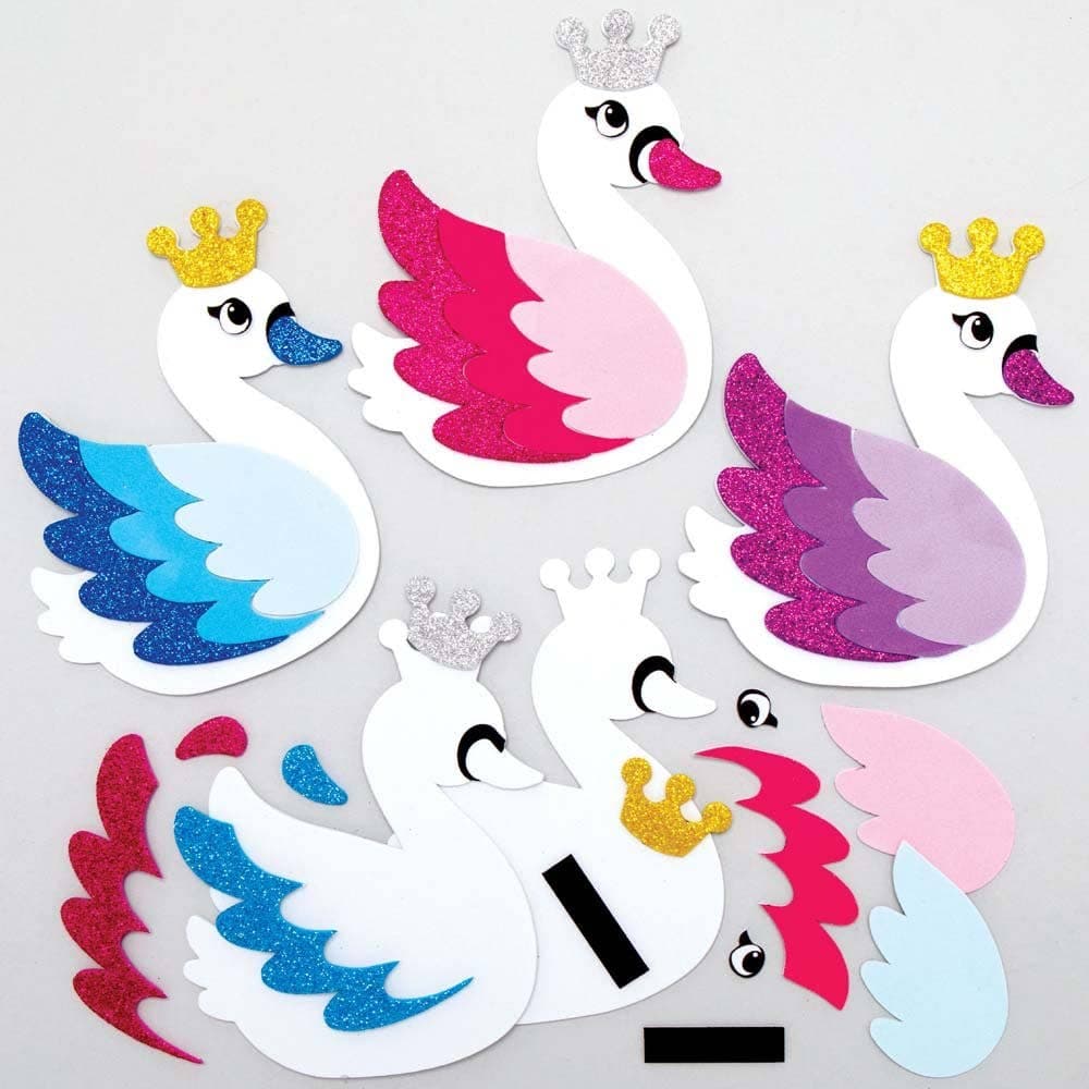 Swan Princess Mix & Match Magnet Kits (Pack of 8) Art Craft Kits 4 assorted colours - Blue, Pink, Teal & Purple