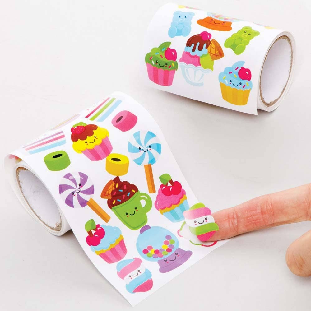 Sweet Treats Sticker Rolls (Pack of 610) 60 Assorted Designs, Easy Peel