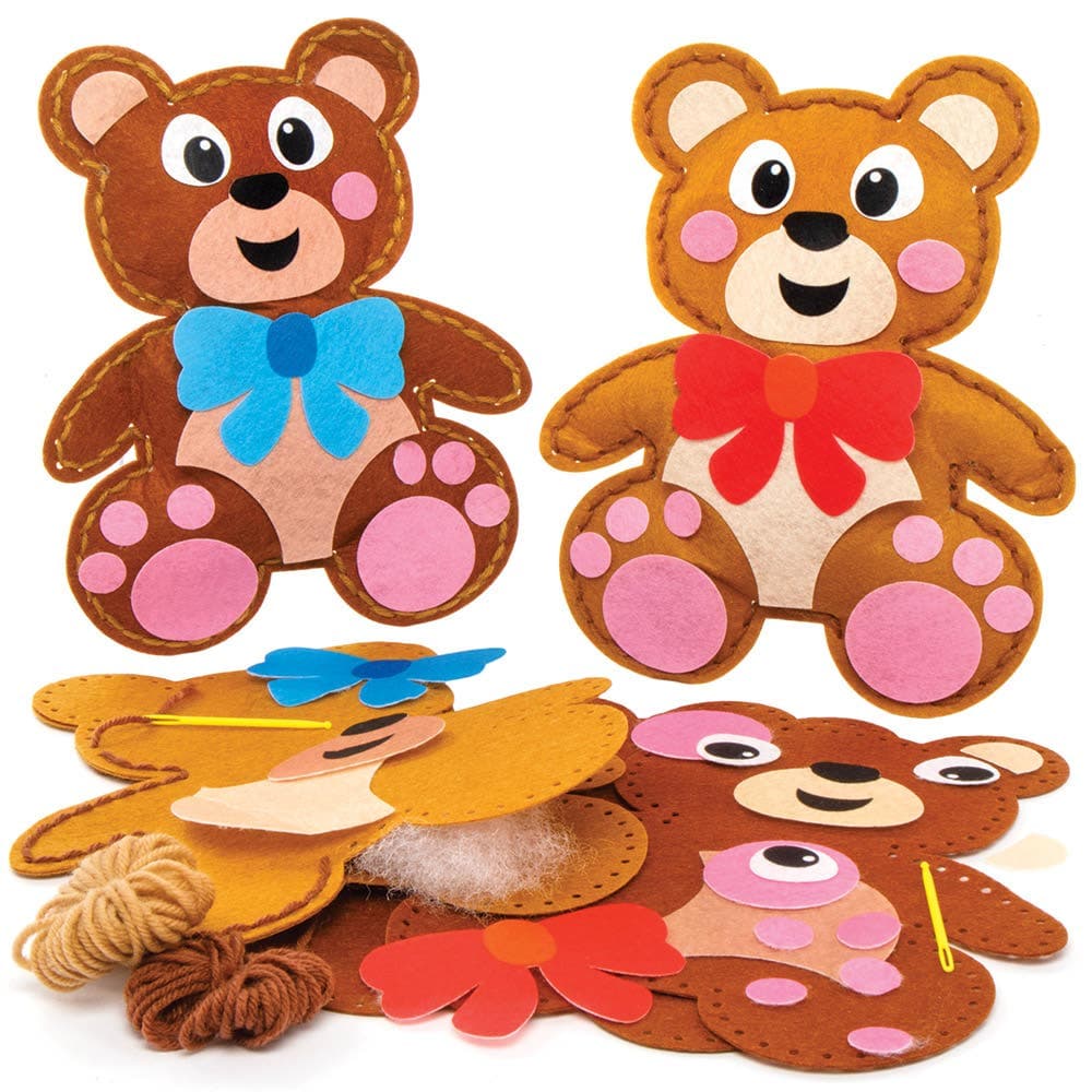 Teddy Bear Cushion Sewing Kits (Pack of 2) Sewing & Weaving Craft Kits