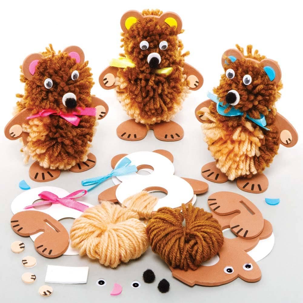 Teddy Bear Pom Pom Kits (Pack of 3) Art Craft Kits