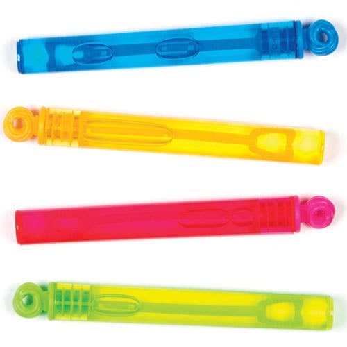 Touchable Bubble Wands (Pack of 8) Pocket Money Toys 4 assorted tube colours - Blue, Green, Yellow & Pink
