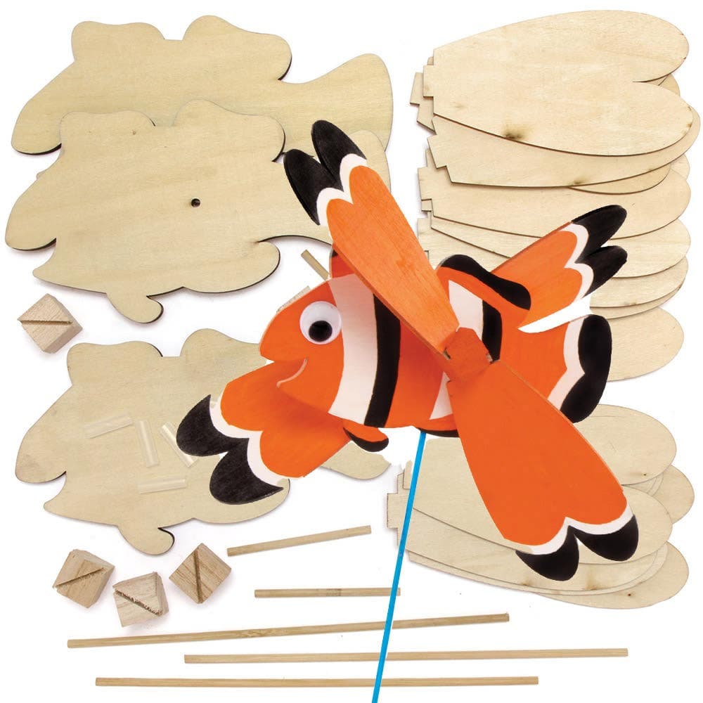 Tropical Fish Wooden Windmill Kits (Pack of 3) Nature Craft Kits