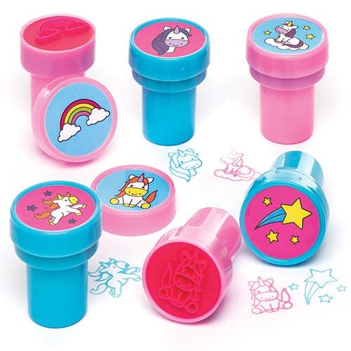 Unicorn Self-Inking Stampers (Pack of 10) Small Toys 2 assorted ink colours - Pink & Blue
