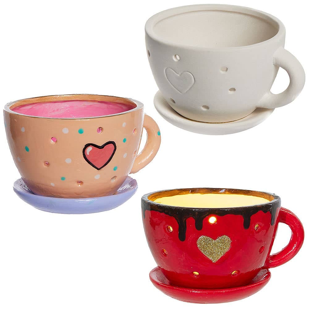 Teacup Ceramic Tealight Holders (Pack of 2)