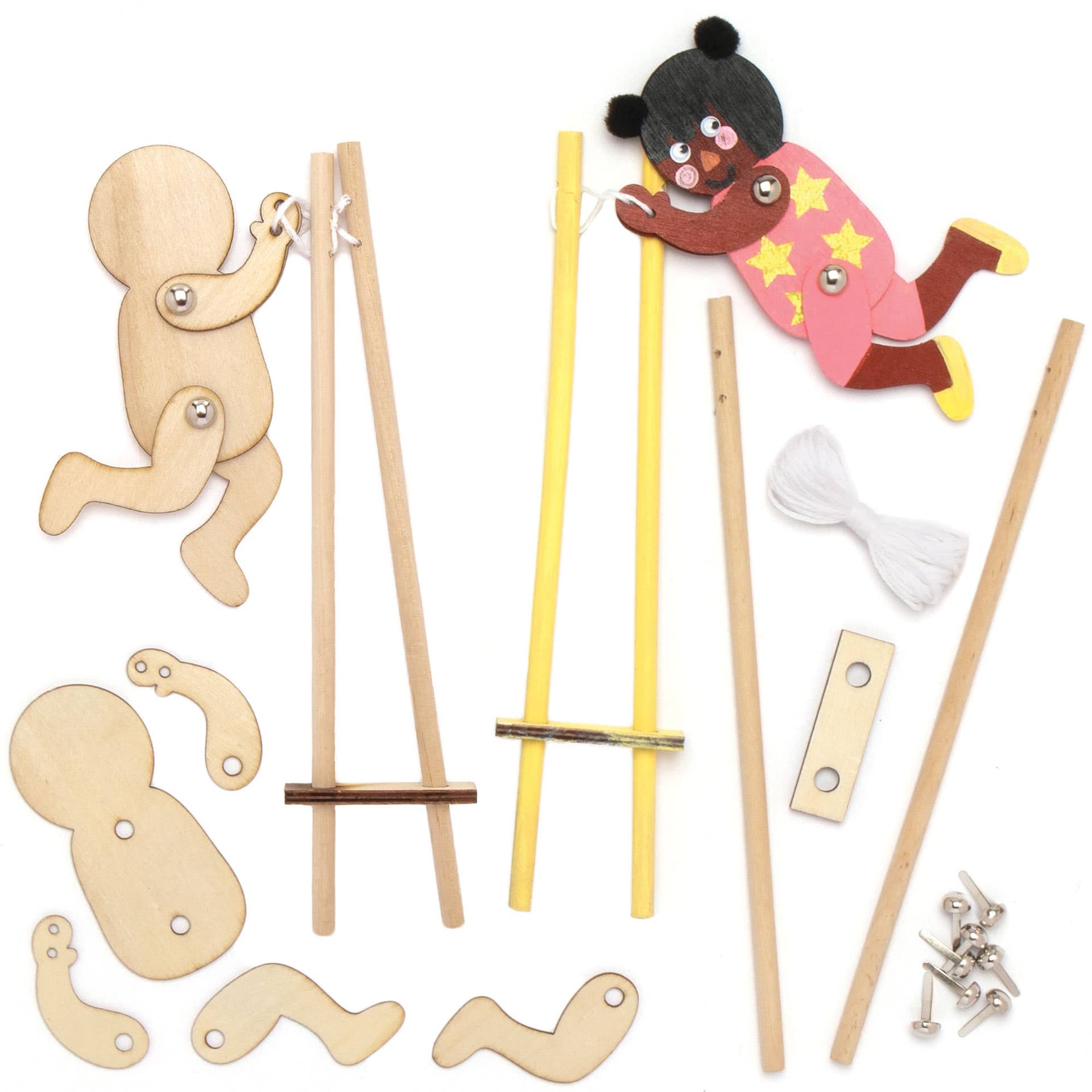 Wooden Flipping Acrobat Kits (Pack of 3) Craft Kits For Kids, No Glue Required, Decorate Your Own