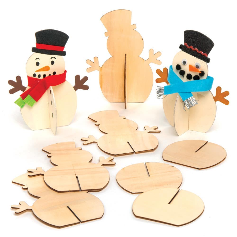 Wooden Stand-up 3D Snowmen (Pack of 6) Christmas Crafts