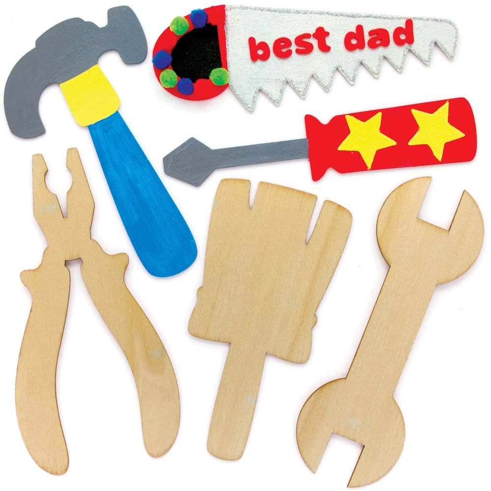 Wooden Tool Shapes (Pack of 10) 2mm Thick Plywood, Heights 7cm-19cm, 10 Assorted Designs, Decorate & Personalise