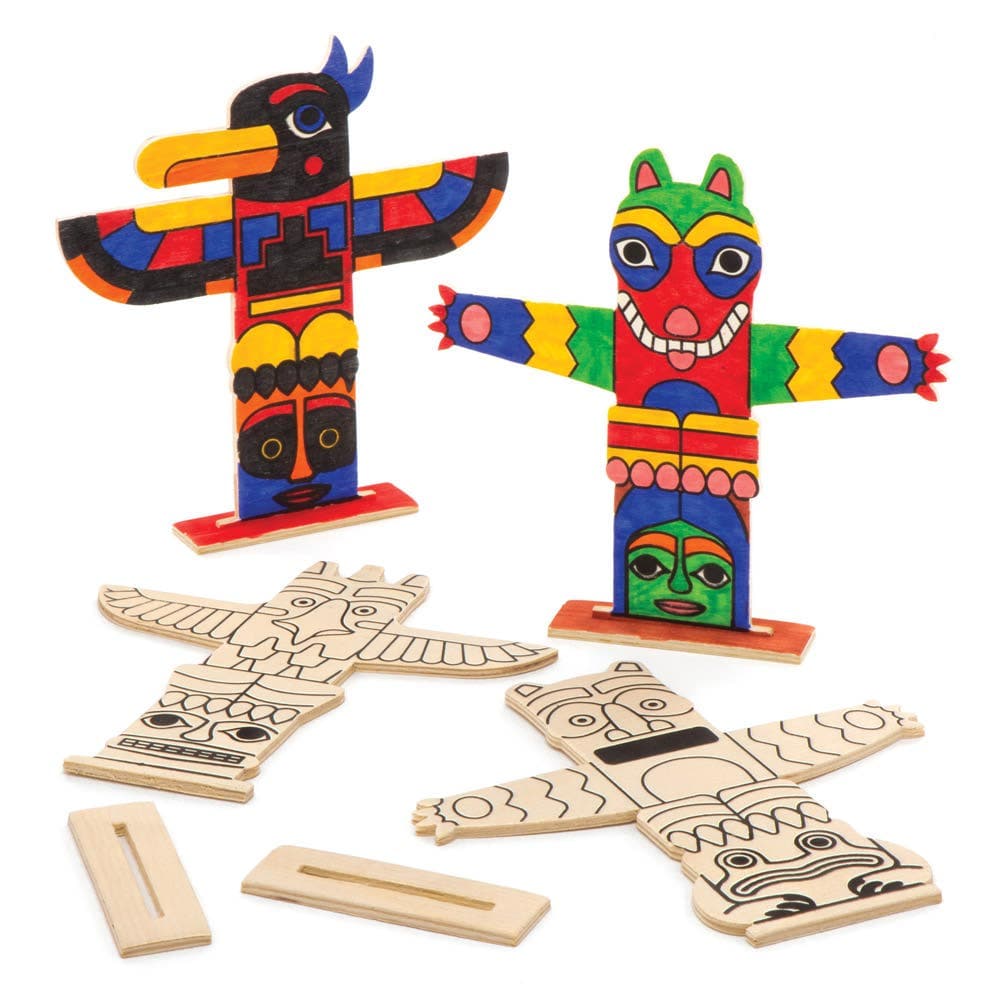 Wooden Totem Poles (Pack of 4) Art Craft Kits