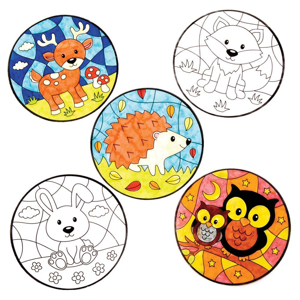 Woodland Animal Colour-in Window Decorations (Pack of 12) Decoration Craft Kits