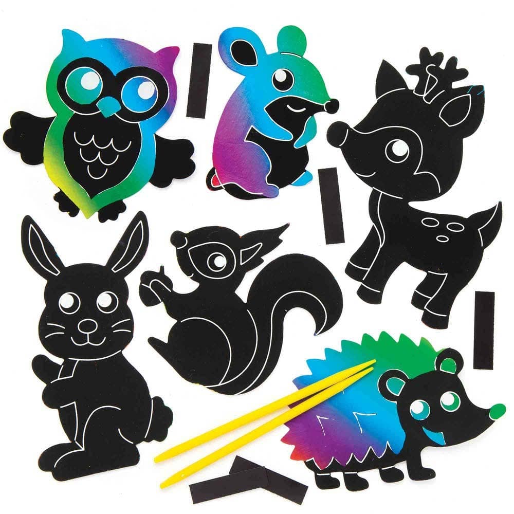Woodland Animal Scratch Art Magnets (Pack of 10) Art Craft Kits