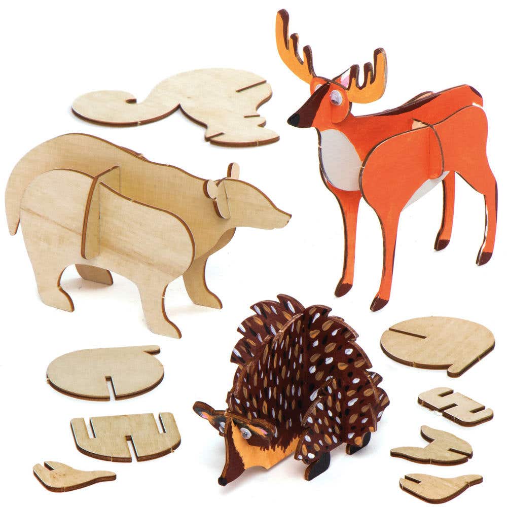 Woodland Animal Woodcraft Kits (Pack of 5) 5 Assorted Designs, Art Craft Kits, Size 13cm