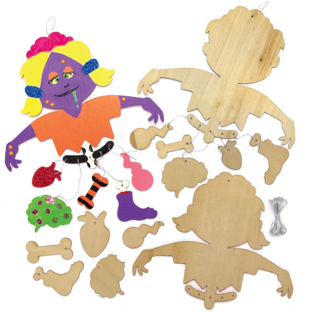 Zombie Wooden Mobile Kits (Pack of 2) Halloween Crafts